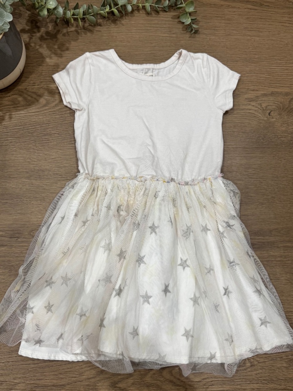 Tucker + Tate Girls White Tulle Silver Star Dress Size 4